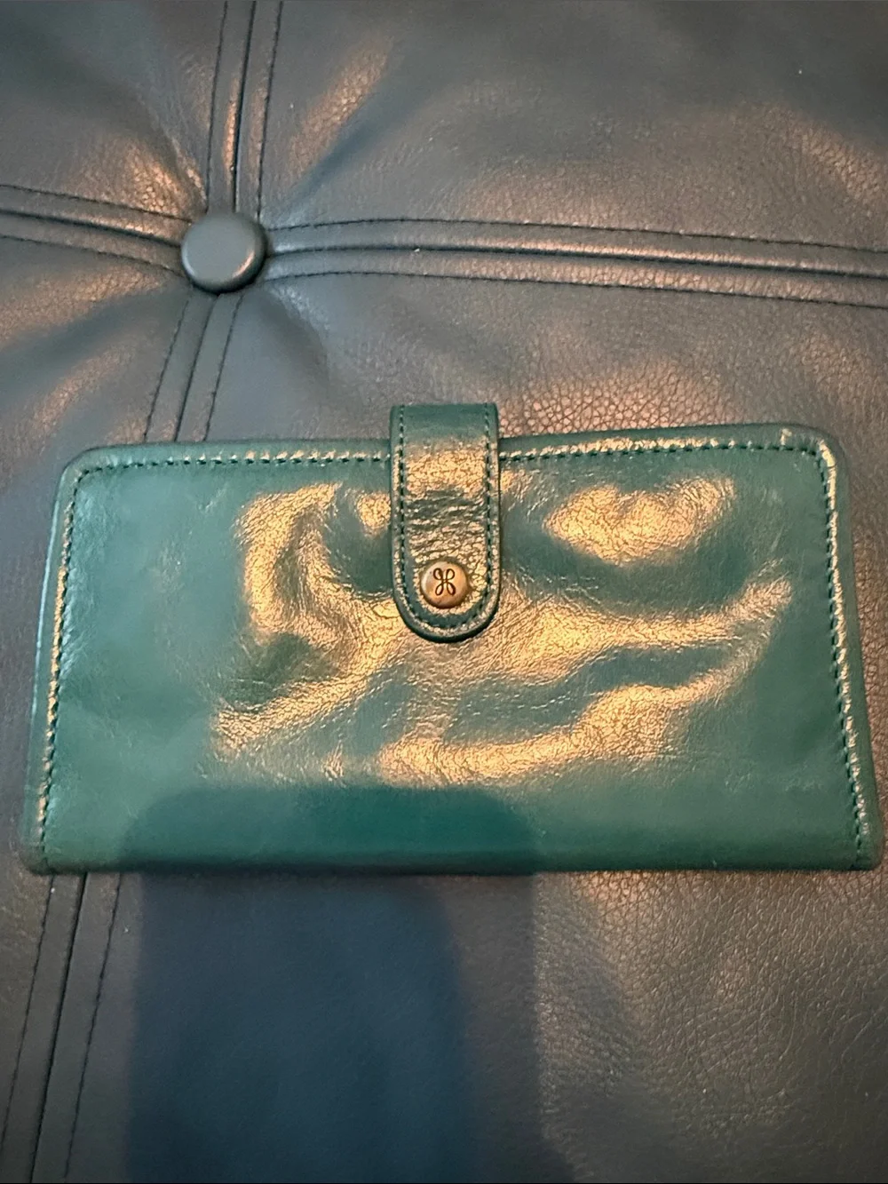 Hobo teal green leather wallet